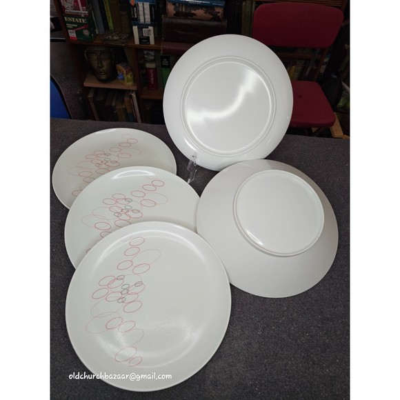 Vtg 60's Melamine Melmac Circle 4-Dinner Plates/1-Serving Lrg Bowl - Picture 3 of 7